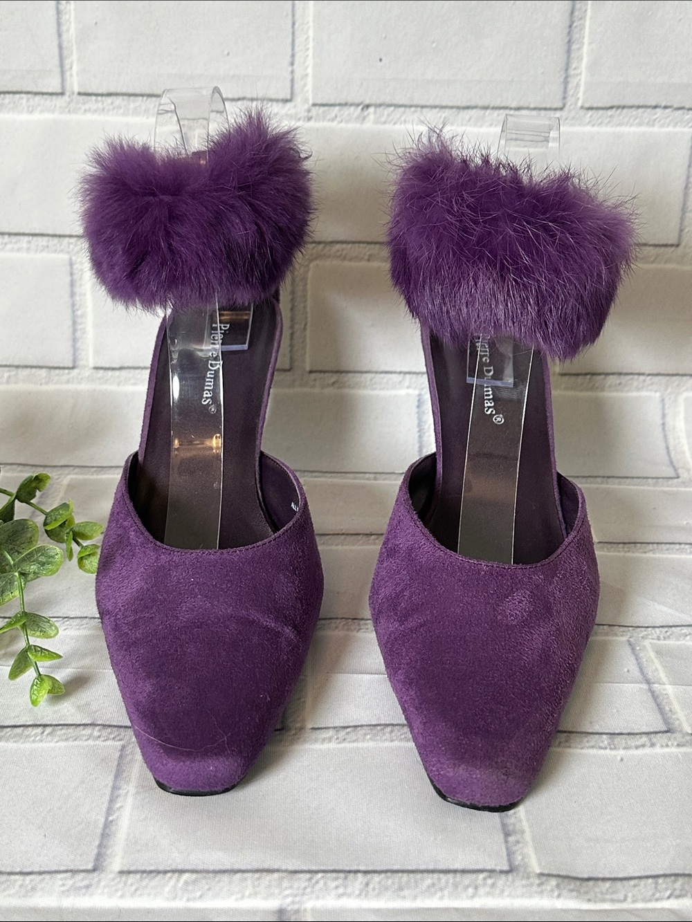 Pierre Dumas Purple Faux Fur Suede Heels Sz 9